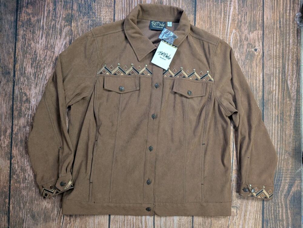 Vintage NOS Women's Bob Mackie Southwestern Aztec Brown Jacket Size 2X Western